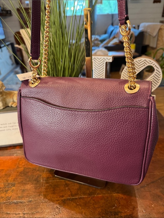 バッグ COACH shoulderbag 2way Gold plate purple Coach Two-Tone Purple and Red Leather Shoulder Bag with Gold Chain